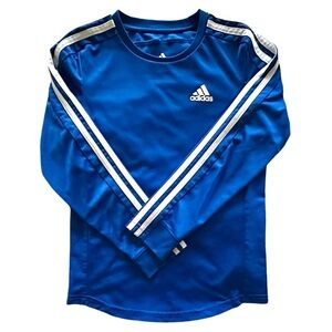 Adidas Long Sleeve Blue Shirt white sleeve stripes Size Small